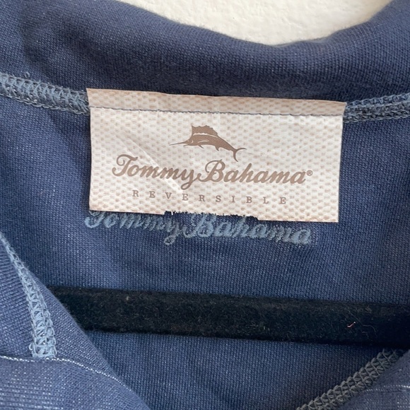 Tommy Bahama navy reversible quater zip pullover - Picture 2 of 5